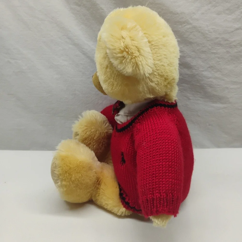 Ralph Lauren Teddy Bear Tan Plush Red Sweater Plaid Bow Tie Polo Horse Logo 2007